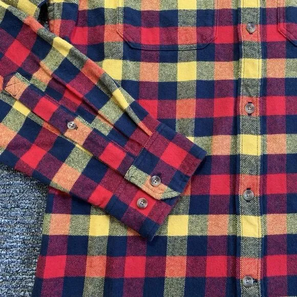 Fjallraven Flannel Shirt Mens Large Red Plaid Skog Slim Fit Long Sleeve Outdoor - Picture 3 of 10